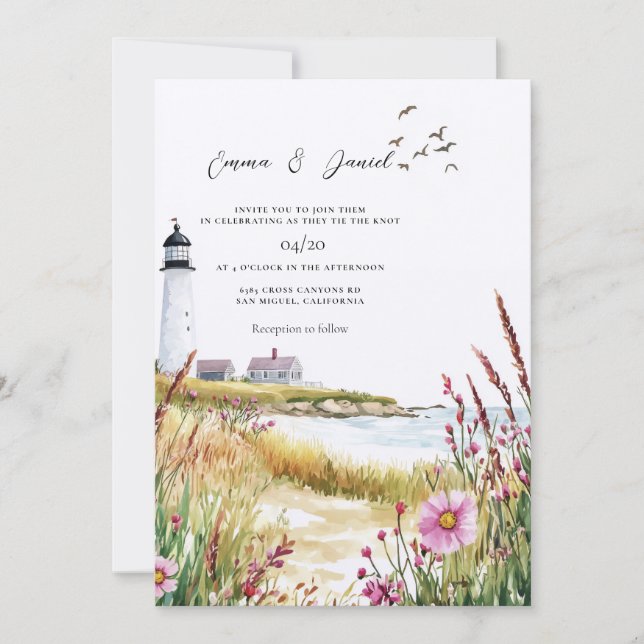 Nantucket Hochzeit Einladung (Vorderseite)