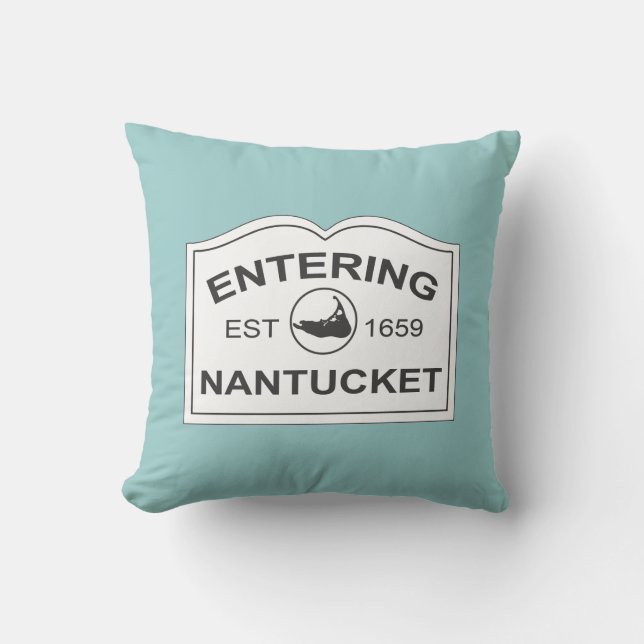 Nantucket Insel, Est 1659 mit Karte im Aqua Kissen (Vorderseite)