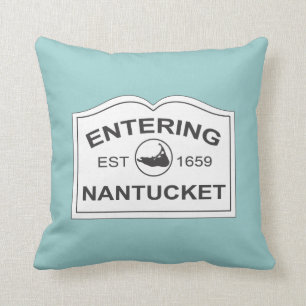 Nantucket Insel, Est 1659 mit Karte im Aqua Kissen