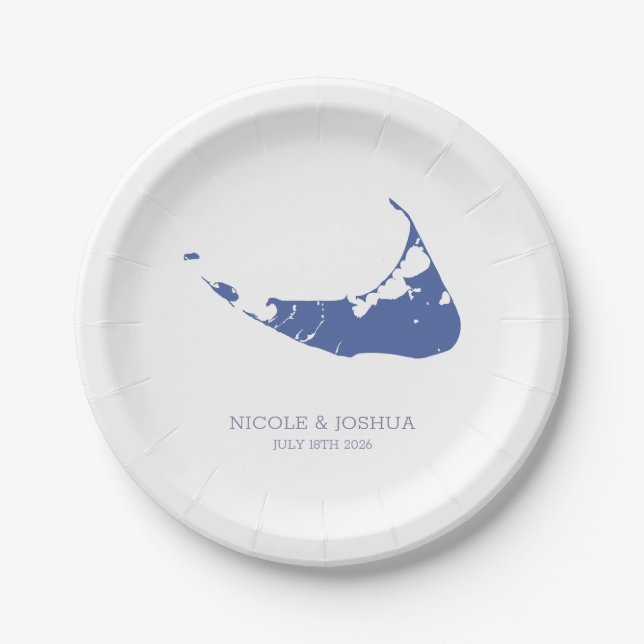 Nantucket Insel-Hochzeit Nantucket blau Pappteller (Vorderseite)