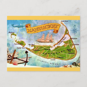 Nantucket Insel MA Karte Postkarte