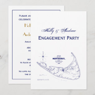 Nantucket Insel MA Vintage Karte Navy Blau