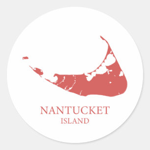 Nantucket Inselkarte Nantucket rot Runder Aufkleber