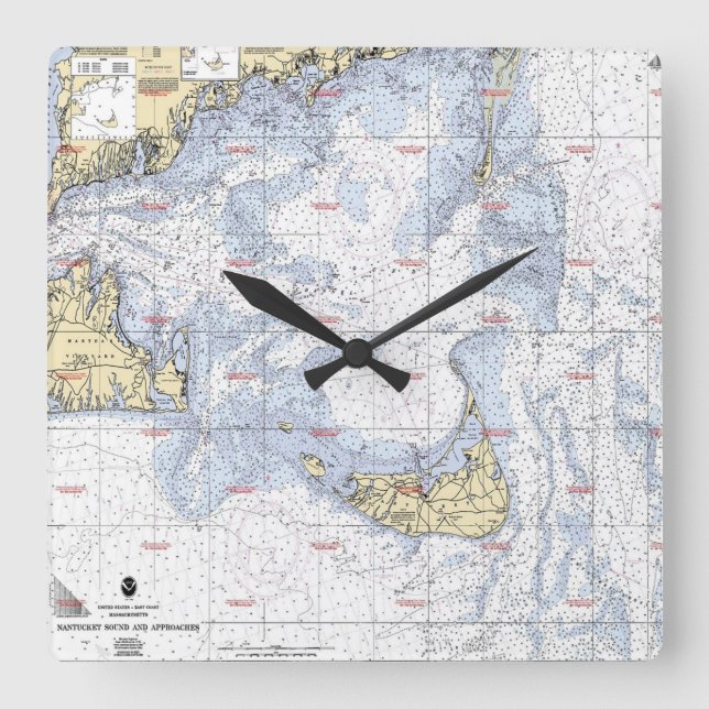 Nantucket Island Clock Quadratische Wanduhr (Vorderseite)