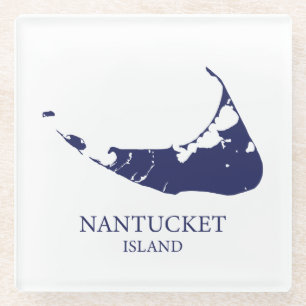 Nantucket Island Karte blau Glasuntersetzer