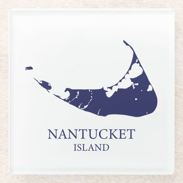 Nantucket Island Karte blau Glasuntersetzer (Vorderseite)