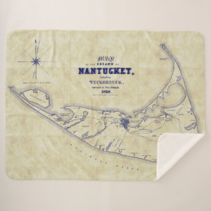 Nantucket Island MA Vintag Map Distress Navy Blue Sherpadecke