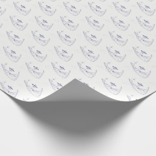 Nantucket Island MA Vintage Karte Navy Blau Geschenkpapier