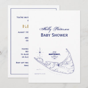 Nantucket Island MA Vintage Karte Navy Blue