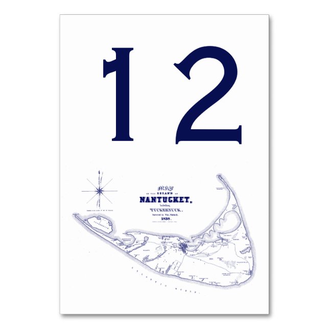 Nantucket Island MA Vintage Karte Navy Blue (Vorderseite)
