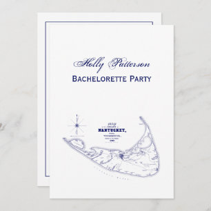 Nantucket Island MA Vintage Karte Navy Blue