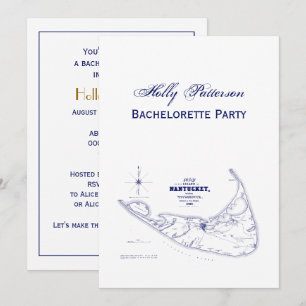 Nantucket Island MA Vintage Karte Navy Blue