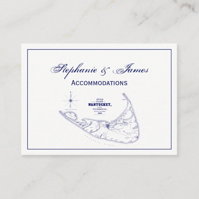 Nantucket Island MA Vintage Karte Navy Blue (Vorderseite)