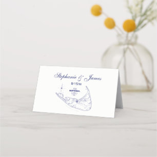 Nantucket Island MA Vintage Karte Navy Blue
