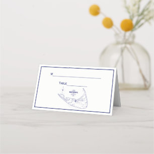 Nantucket Island MA Vintage Karte Navy Blue
