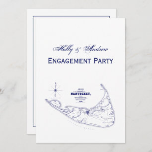 Nantucket Island MA Vintage Karte Navy Blue