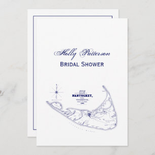 Nantucket Island MA Vintage Karte Navy Blue