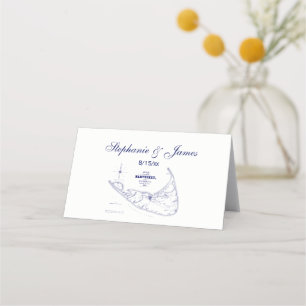 Nantucket Island MA Vintage Karte Navy Blue