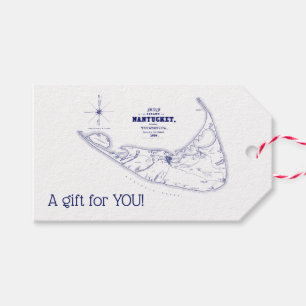 Nantucket Island MA Vintage Karte Navy Blue Geschenkanhänger