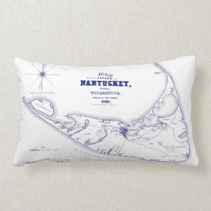Nantucket Island MA Vintage Karte Navy Blue Lendenkissen