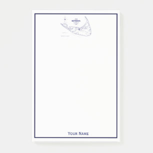 Nantucket Island MA Vintage Karte Navy Blue Post-it Klebezettel
