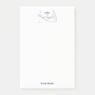 Nantucket Island MA Vintage Karte Navy Blue Post-it Klebezettel