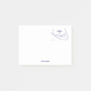 Nantucket Island MA Vintage Karte Navy Blue Post-it Klebezettel