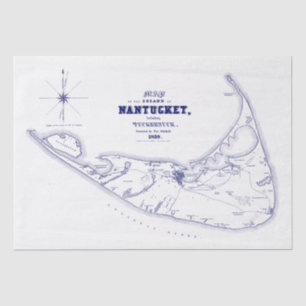 Nantucket Island MA Vintage Karte Navy Blue Seidenpapier