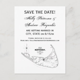 Nantucket Island MA Vintage Karte Schwarz