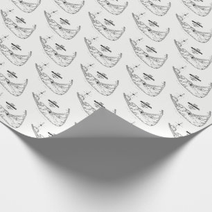 Nantucket Island MA Vintage Karte Schwarz Geschenkpapier