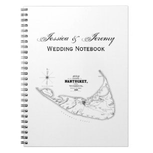 Nantucket Island MA Vintage Karte Schwarz Notizblock