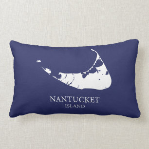 Nantucket Island Map navvy blue Lumbar Pillow Lendenkissen