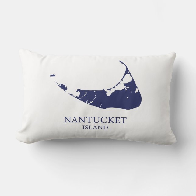 Nantucket Island Map navvy blue Lumbar Pillow Lendenkissen (Vorderseite)