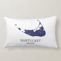 Nantucket Island Map navvy blue Lumbar Pillow