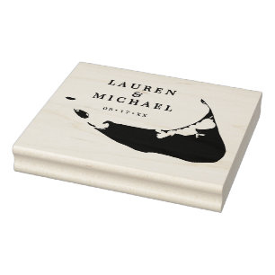 Nantucket Island Map Wedding Monogram Gummistempel