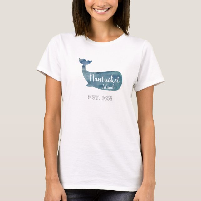 Nantucket Island Mass Whale Throw Kissen T-Shirt (Vorderseite)