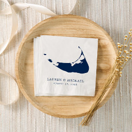 Nantucket Island Navy Blue Map Wedding Serviette