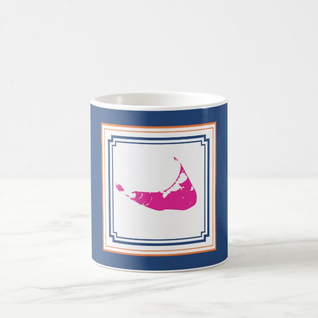 Nantucket Island Tasse in Blau, Weiß, Rosa (Mittel)
