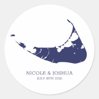 Nantucket Island Wedding Nantucket Navy Runder Aufkleber