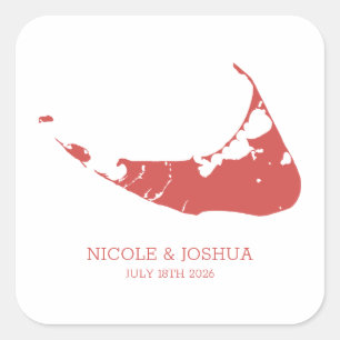 Nantucket Island Wedding Nantucket Red Quadratischer Aufkleber