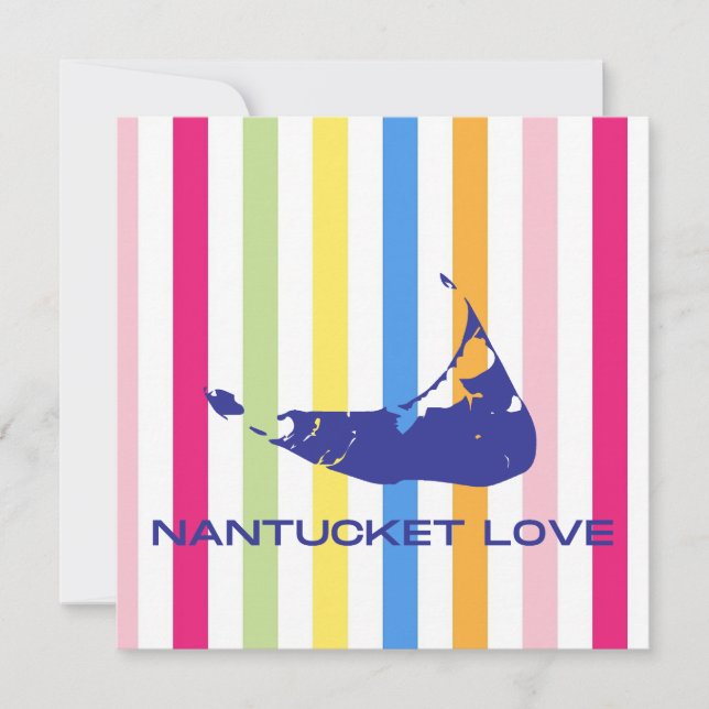 Nantucket-Liebe Bright Bold Stripe FlatCard (leer) (Vorderseite)