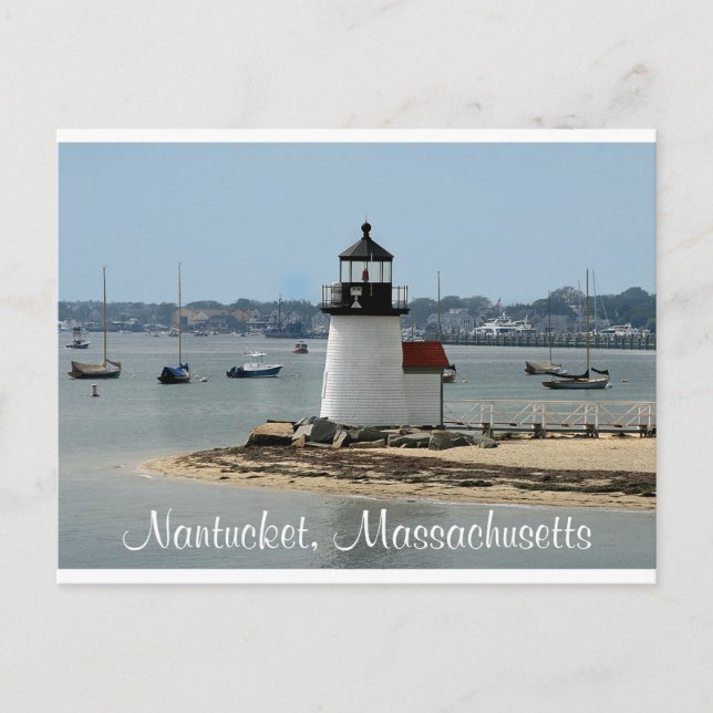 Nantucket MA Brandt Point Lighthouse Post Card Postkarte (Vorderseite)