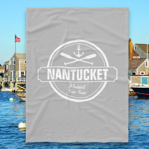 Nantucket, MA personalisierter Name, nautischer An Fleecedecke