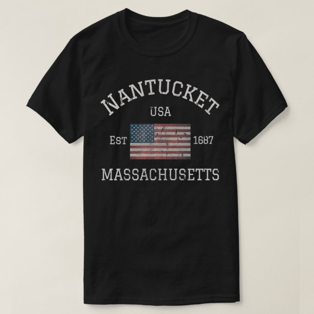 Nantucket Massachusetts American Flag USA Travel V T-Shirt (Design vorne)
