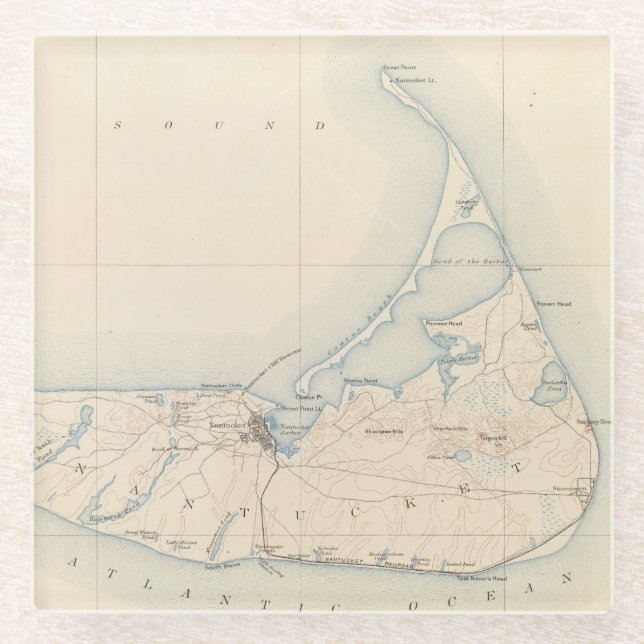 Nantucket, Massachusetts Glasuntersetzer (Vorderseite)