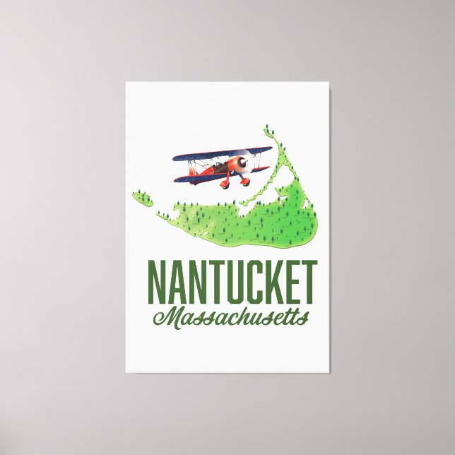 Nantucket Massachusetts Karte Leinwanddruck (Vorderseite)