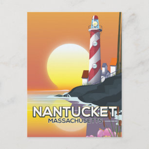 Nantucket Massachusetts Leuchtturm Reiseplakat Postkarte