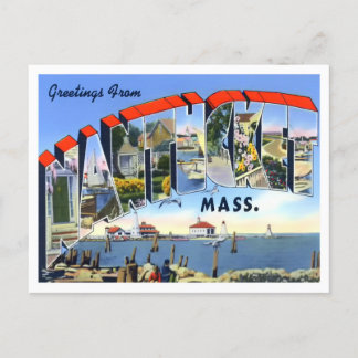 Nantucket, Massachusetts Vintag Big Letters Postkarte