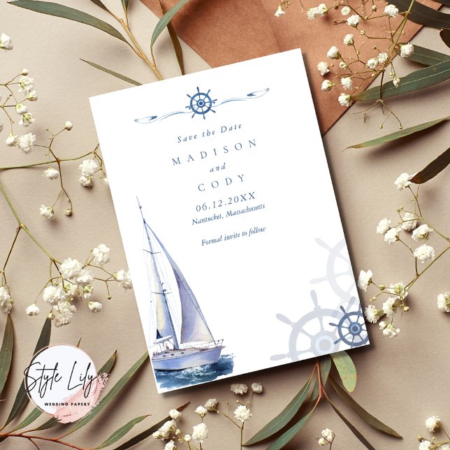 Nantucket Nautical Foto Wedding Save The Date (Von Creator hochgeladen)