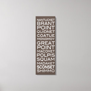 Nantucket Orte Schieferbraun-Weiß-Wanddekor Leinwanddruck